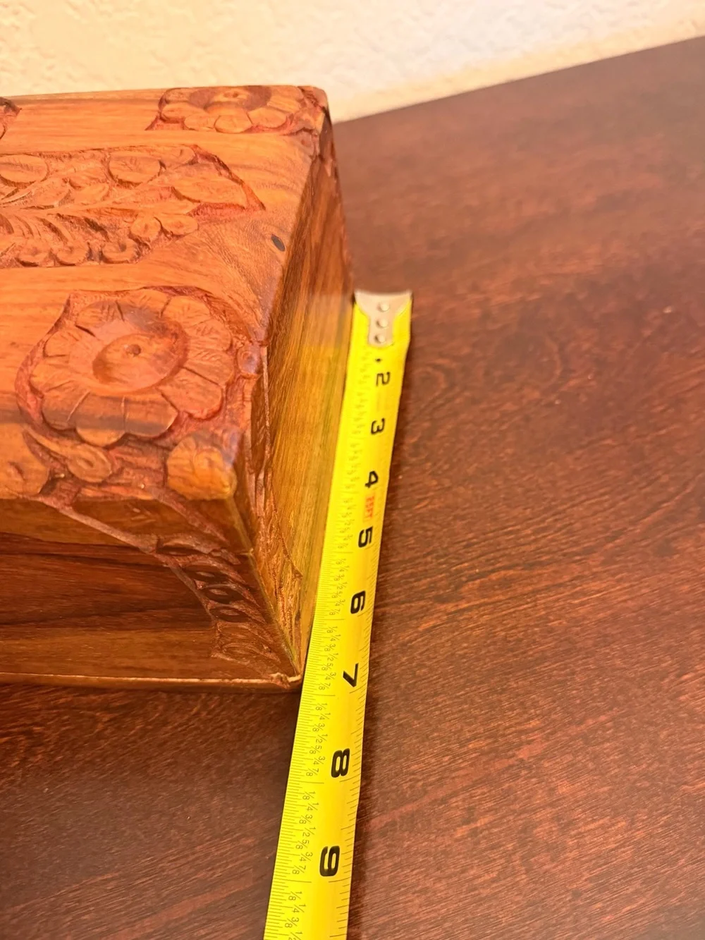 Vintage Handcrafted Rosewood Jewelry Keepsake Box Removable Tray Brass Latch
